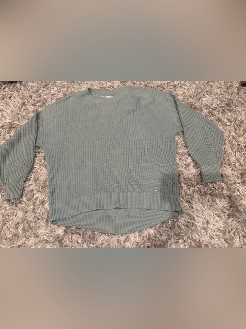Hollister Sage Green Ribbed Crewneck Sweater Size XS